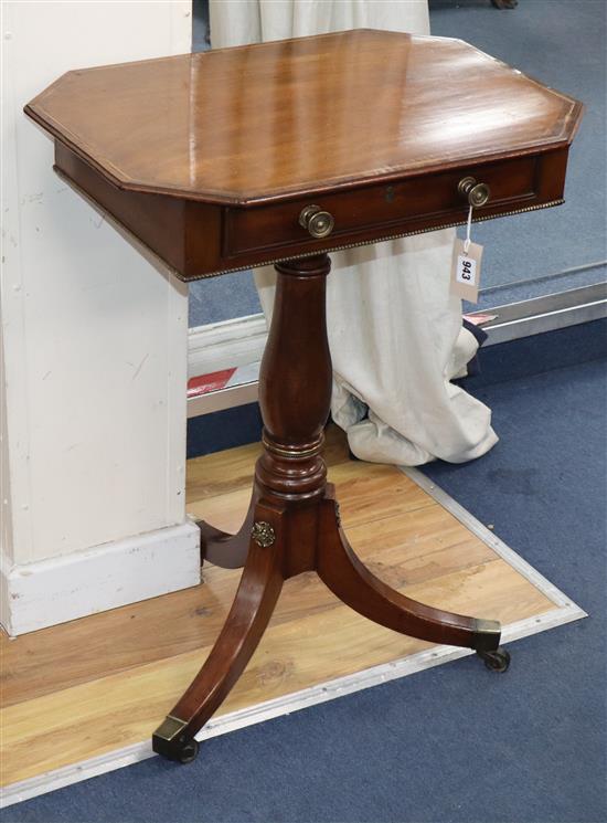 A George III octagonal mahogany tripod table with drawer W.57cm